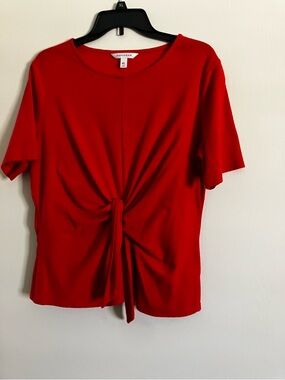 NWOT-Popsugar  Red Tie Front Top XLStyle Textured Blouse Unworn